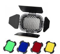 Yunchenghe BD-07 avec Grille détachable en nid d'abeille et 4 filtres de Couleur pour Godox AD200 Pocket Speedlite Fresnel Flash Head