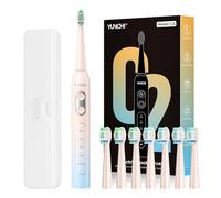 YUNCHI C2 Brosse à dents électrique, 40 000 VPM, sonique, pour adultes, charge USB-C, 55 jours d'autonomie, 5 modes de brossage, minuterie de 2 min, avec 8 têtes de brosse et étui de voyage, dégradé