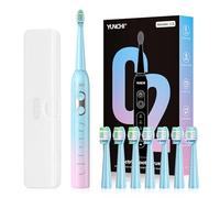YUNCHI C2 Brosse à dents électrique, 40 000 VPM, sonique, pour adultes et enfants, charge USB-C, autonomie de la batterie de 30 jours, 5 modes de brossage, minuterie de 2 minutes, 8 têtes de brosse