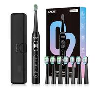 YUNCHI C2 Brosse à dents électrique, 40 000 VPM, sonique, pour adultes et enfants, charge USB-C, autonomie de la batterie de 30 jours, 5 modes de brossage, minuterie de 2 minutes, 8 têtes de brosse