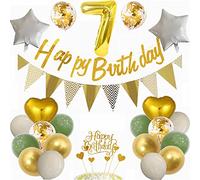 Yunchu Online Ballon 7e Anniversaire - Décoration Vert et Doré pour Garçon et Fille - Cadeau 7 Ans - Fête d'Anniversaire