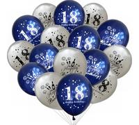 Yunchu Online Ballons pour 18e anniversaire - Ballons bleus et argentés - Décoration de fête d'anniversaire pour filles et garçons - Accessoires pour 18e anniversaire