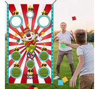 Yunchu Online Bannière décorative pour fête de cirque, jeux de carnaval, jeux de cirque, jeu de lancer, avec 4 poches de haricots, pour anniversaire, carnaval, jeux de prix, sports de groupe