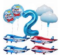 Yunchu Online Décoration d'anniversaire en forme d'avion - Grand ballon bleu rouge - Avion - Ballons en aluminium