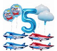Yunchu Online Décoration d'anniversaire en forme d'avion - Grand ballon bleu rouge - Avion - Ballons en aluminium