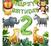 Yunchu Online Décoration de 2e anniversaire de la jungle pour garçons et filles - Ballons en aluminium pour 2 ans