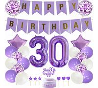 Yunchu Online Décoration de gâteau d'anniversaire 30 ans - Pour homme et femme - Violet et blanc