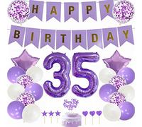 Yunchu Online Décoration de gâteau d'anniversaire 35 ans pour homme et femme Violet Blanc 35 ans