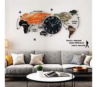 YUNDING Horloge Murale Acrylique Carte du Monde 3D Grandes Horloges Murales Modernes Surveillez Le Salon Chambre Mur De Fond De Canapé Décoration De Maison(Size:L)