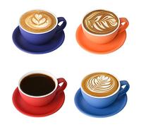 Yundu Lot de 4 tasses et soucoupes en céramique pour cappuccino, thé, café, moka, 283,5 g