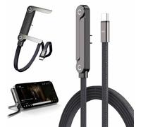 YUNFAN 2-in-1 Invisible Stand Charging Cable,240W Braided Fast Charge Cable with Built-in Stand,Multi Charger Cord with Type C Multi-Angle Adjustable Holder,1.5m,for Smartphones,Tablets,Laptops