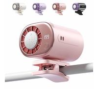 YUNFAN 2026 Car Clip On Air Conditioner Fan with LED Display,Mini Portable Personal Cooling Fan,USB Rechargeable Car Cold Air Fans,360° Rotation,for Office Beach Truck Tent Umbrella (Pink)