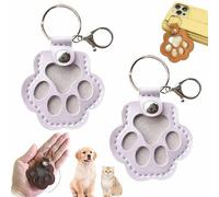 YUNFAN 2pcs Dog Hair Collector Keychain,Charm Memorial Storage Box,Cat Hair Collector Keychains,Pet Fur Keepsake Keychain,Portable Pet Hair Storage,Leather Keychains,Cute Dogs Paw Pendant Hanging(D)