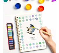 YUNFAN Cahier D'Exercices D'Aquarelle,Carnet Croquis D'Artiste Spirales,Cahier D'Exercices Peinture Aquarelle 12 Couleurs Avec Fournitures,Cadeau Pour DéButants,Adultes Et Adolescents - Automne(B)