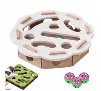 YUNFAN Cat Scratch Puzzle Enrichment Box,Interactive Cat Puzzle Toy,Felt Maze Game Box for Indoor,Mental Stimulation Boxs with 3 Balls,Kitten Scratching Training Enrichment Exercise Hunting Play(F)