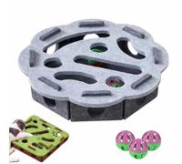 YUNFAN Cat Scratch Puzzle Enrichment Box,Interactive Cat Puzzle Toy,Felt Maze Game Box for Indoor,Mental Stimulation Boxs with 3 Balls,Kitten Scratching Training Enrichment Exercise Hunting Play(G)