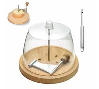 YUNFAN Decorative Cheese Curler Wheel,With Lid And Cheese Cutting,European Oak Base And Stainless Steel Blade,Flower Maker For Creating Chees Curls On Charcuterie(A)
