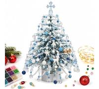 YUNFAN DIY Beaded Christmas Tree Kit,Handmade Mini Desk Xmas Bead Art，B | Night Light DIY Festive Centrepiece,with Colorful Beads & Ornaments & String Lights,Christmas Craft Gift for Craft Lovers