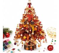 YUNFAN DIY Beaded Christmas Tree Kit,Handmade Mini Desk Xmas Bead Art，D | Night Light DIY Festive Centrepiece,with Colorful Beads & Ornaments & String Lights,Christmas Craft Gift for Craft Lovers