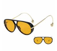 YUNFAN Large Frame Sunglasses for Men Women,Oversized Sunglasses with Cool Retro Earrings,2025 Fashion Large Frame Double-Beam Sunglasse,Retro Pilot Style Glasses,UV400 Protection (4)