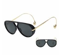 YUNFAN Large Frame Sunglasses for Men Women,Oversized Sunglasses with Cool Retro Earrings,2025 Fashion Large Frame Double-Beam Sunglasse,Retro Pilot Style Glasses,UV400 Protection (1)