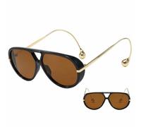 YUNFAN Large Frame Sunglasses for Men Women,Oversized Sunglasses with Cool Retro Earrings,2025 Fashion Large Frame Double-Beam Sunglasse,Retro Pilot Style Glasses,UV400 Protection (3)