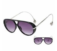 YUNFAN Large Frame Sunglasses for Men Women,Oversized Sunglasses with Cool Retro Earrings,2025 Fashion Large Frame Double-Beam Sunglasse,Retro Pilot Style Glasses,UV400 Protection (2)