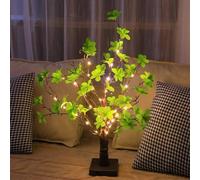 YUNFAN LED Butterfly Birch Tree Lights,Bell Leaf Butterfly LED Birch Tree Lights,Table Mini Bonsai Tree Lamp,USB/Battery Operated Light,Adjustable Branches for Easter and Spring Decoration (A)