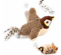 YUNFAN Oiseau Volant pour Chat,Jouet Oiseau Ailes Battantes,Jouet Interactif pour Chats,Oise-Au RéAliste Peluche Qui Gazouille,TéLéCommande Rechargeable Et Lavable,à MâCher Et à Griffer(B)