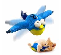 YUNFAN Oiseau Volant pour Chat,Jouet Oiseau Ailes Battantes,Jouet Interactif pour Chats,Oise-Au RéAliste Peluche Qui Gazouille,TéLéCommande Rechargeable Et Lavable,à MâCher Et à Griffer(A)