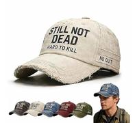 YUNFAN Still Not Dead Cap Hard to Kill Hat,Funny Embroidered Still Not Dead Caps,Vintage Distressed Baseball Cap with 3D Print Effect,Adjustable Embroidered Dad Hat for Men & Women(Beige)