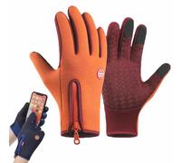 YUNFAN Velura Winter Gloves,Thermal Touch Screen Windproof & Waterproof Gloves,Cycling Mittens Touchscreen,Outdoor Non-Slip Glove,All-Day Warmth,Winter Sports Glove for Driving Hiking(Orange,M)