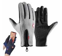 YUNFAN Velura Winter Gloves,Thermal Touch Screen Windproof & Waterproof Gloves,Cycling Mittens Touchscreen,Outdoor Non-Slip Glove,All-Day Warmth,Winter Sports Glove for Driving Hiking(Gray,L)
