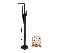 YUNFANOZ Robinet de Baignoire sur Pied, Grand débit avec douchette à Main, avec boîtier intégré, adapté aux salles de Bains(Matte Black)
