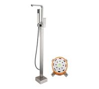 YUNFANOZ Robinet de Baignoire sur Pied, Grand débit avec douchette à Main, avec boîtier intégré, adapté aux salles de Bains(Brushed Nickel)