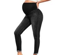 YUNGLOO 2. Pantalon de grossesse élastique respirant taille haute pour la maternité, l'automne et l'hiver, pantalon de travail de grossesse confortable à taille haute, Noir , S