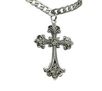 YUNGLOO Collier vintage avec pendentif en forme de croix pour femme, accessoire gothique, col masculin, longue chaîne, esthétique, cadeaux de vacances, collier pendentif en forme de croix pour femme