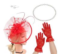 YUNGLOO Élégant chapeau bibi avec pince à cheveux et collier - Accessoire pour cheveux - Pour course de chevaux, événements, cocktails, fêtes, décorations de fête
