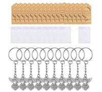 YUNGLOO Porte-clés religieux en forme d'ange pour baptême, communion, mariage et fête prénatale avec sacs en organza robustes