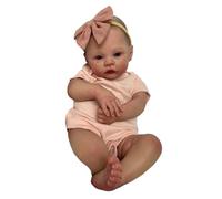 YUNGLOO Poupée avec Barboteuse Yeux Ouvert Fait Main Peau Blanche Nouveau-né Garçon/Fille Dans Vêtements Poupée En Silicone Pour Enfant Cuillères Bébé En Silicone
