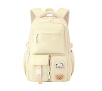 YUNGLOO Sac à dos d'école esthétique japonaise pour femme en nylon résistant à l'eau avec plusieurs compartiments, bandes d'épaule ergonomiques tendance, jaune