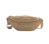 YUNGLOO Sac banane en paille tissée pour femme - Tendance - Pour la plage, les vacances - Avec sangle réglable
