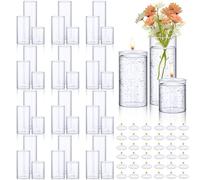 Yungyan Lot de 36 vases cylindriques en Verre Transparent - 36 Bougies flottantes - Grand Vase décoratif en Verre Transparent - pour Centre de Table - Fournitures de fête, Mariage, décoration