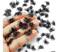 YUNHENTONG Araignée Halloween, 50 PCS Petite Araignée Halloween, Araignée Plastique Réaliste, Réaliste Fausse Araignée, Decoration Halloween Araignée, Accessoires de Farce Halloween