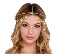 YUNHENTONG Bijoux de Tete Indien Femme Cleopatre Accessoire Pirate Coiffe Medievale Mariage Chaine de Tete Bollywood Accessoires de Déguisements Bauchtanz