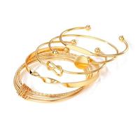 YUNHENTONG Bracelets Empilables, 5 PCS Bracelet Or Set, Femmes Plusieurs Couches Empilable Bracelet, Bracelets Enveloppants Empilables, Or Bracelet Ouvert Set, Bracelet Or Femme Set