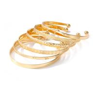YUNHENTONG Bracelets Empilables, 6 PCS Femmes Plusieurs Couches Empilable Bracelet, Bracelets Enveloppants Empilables, Or Bracelet Ouvert Set, Bracelet Or Set, Bracelet Or Femme Set