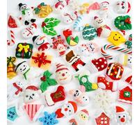 YUNHENTONG Lot de 50 mini figurines de Noël miniatures en résine - Petite décoration de Noël pour calendrier de l'Avent - Bricolage - Étui de téléphone portable - Accessoires pour cheveux