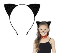 YUNHENTONG Serre Tête Halloween Enfant, Oreille de Chat, Serre Tête pour Cosplay, Halloween Fêtes (noir)