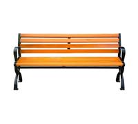 YUNHEST Chaise de Parc en Bois antiseptique for extérieur, Toutes Saisons, Durable, avec Dossier en Fer Robuste et accoudoirs, Banc de Repos Public for Loisirs(59.06 * 20.08in)